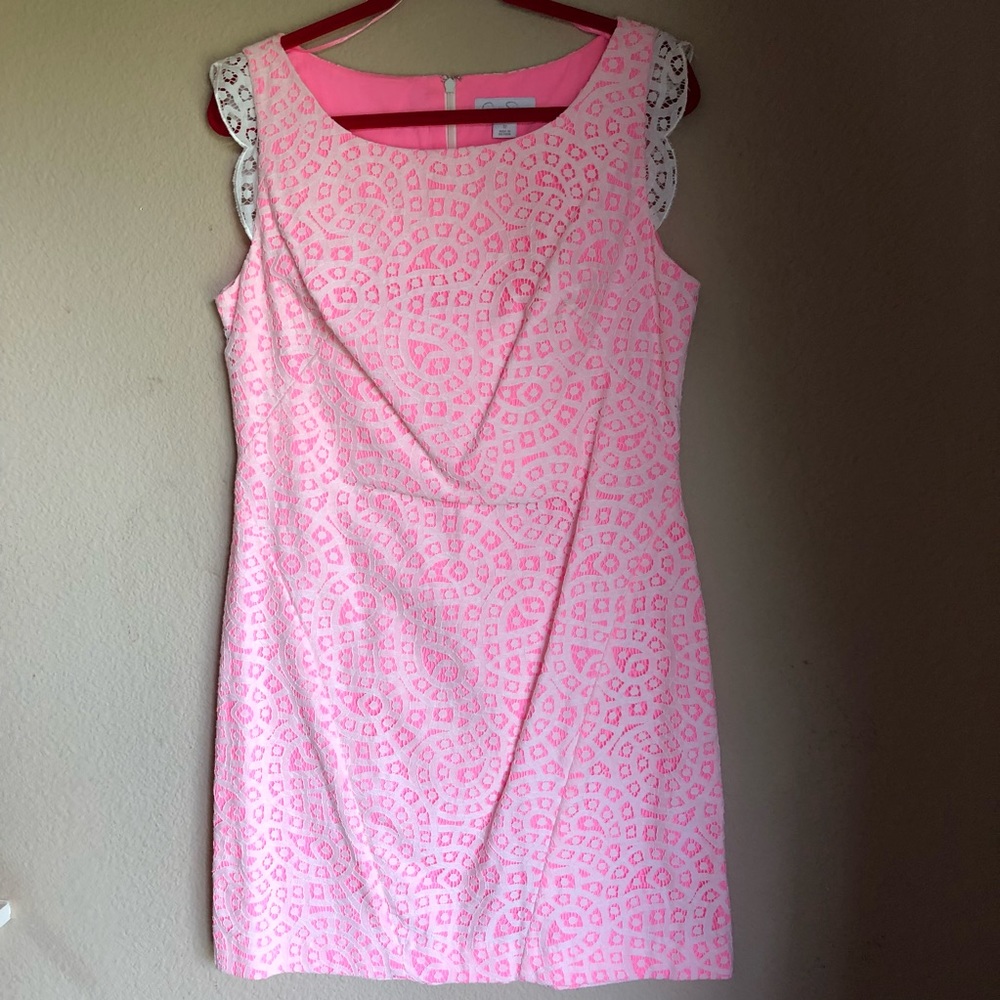 Jessica Simpson bright pink with white lace